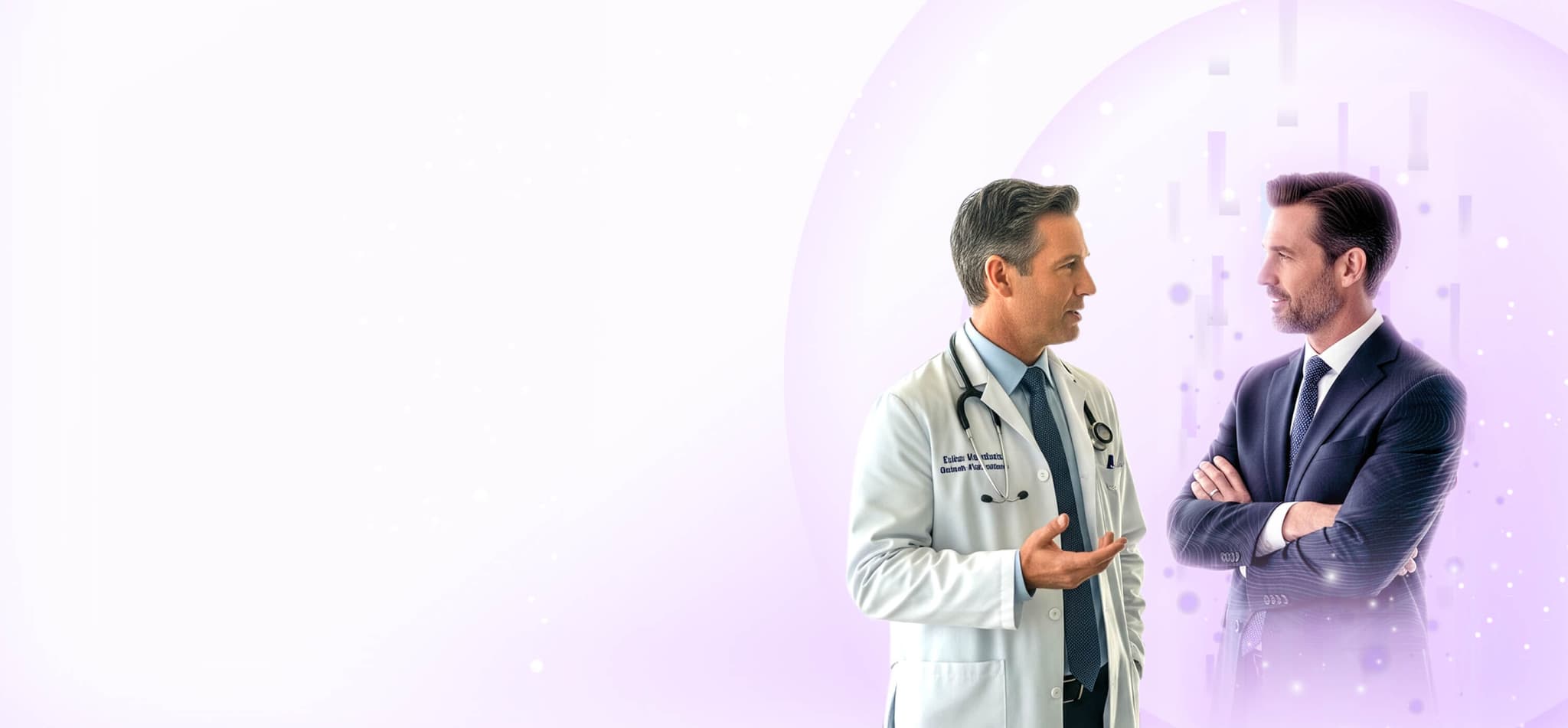 Doctor consulting with AI-powered pharmaceutical representative